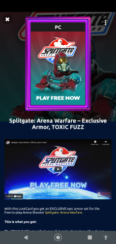 venda (gift card)Splitgate:Arena Wafare code toxic fuzz