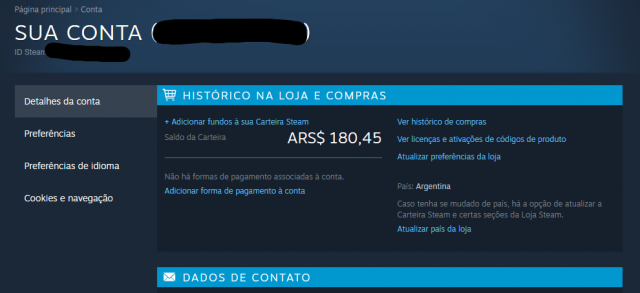 venda Conta Steam Argentina