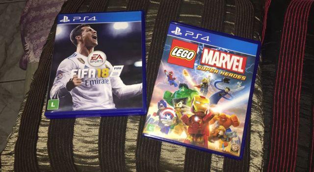 troca FIFA 18, GOD OF WAR 3, LEGO MARVEL SUPER HERDES