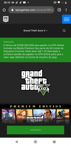 venda GTA V edição premium online para PC