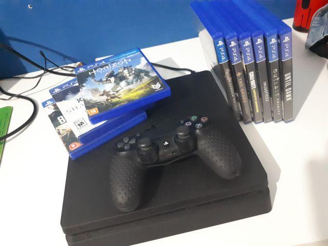 venda PlayStation 4 Slim HB 1TB - c/ 9 jogos mídia físic