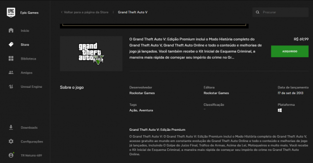 Melhor dos Games - Grand Theft Auto V Premium Online Edition - PC