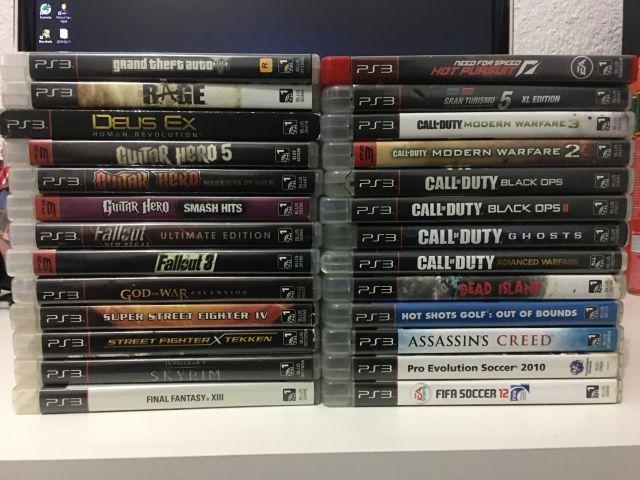 venda Playstation 3 + 26 jogos originais 2 contr. 1 guit